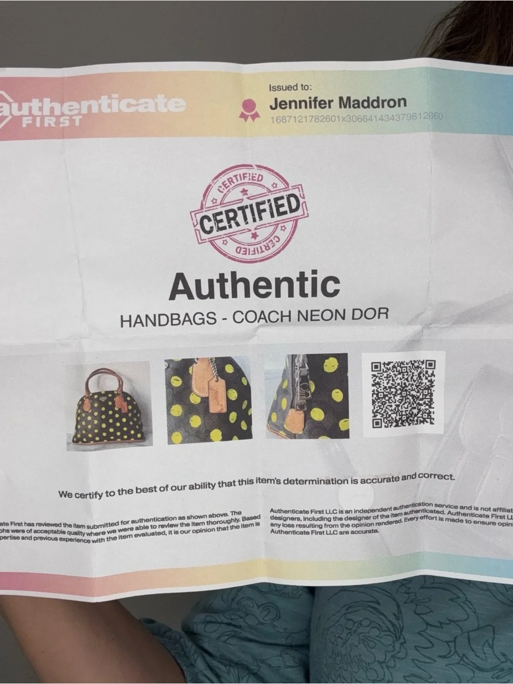 Coach Cora Dome Satchel neon dots with COA